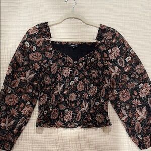 Madewell Floral Black and Pink Women's Top